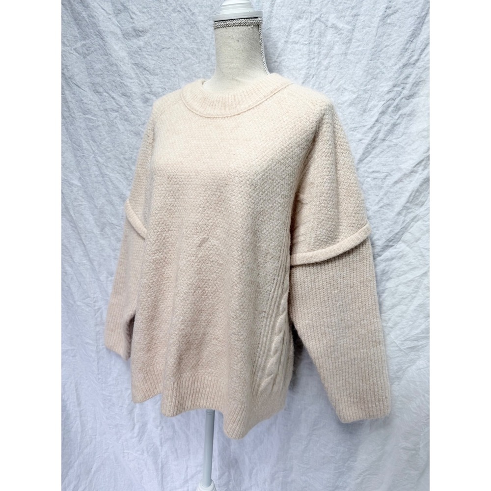 Madewell Sweater Cream Alpaca Wool Havener Cable Knit Size 2XL Oversized - Picture 3 of 8